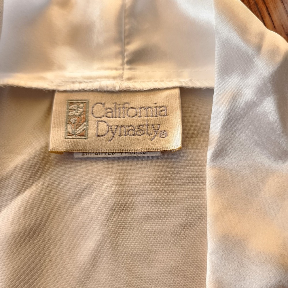California Dynasty Robe Womens White Lace‎ Collar Bridal Wedding Satin Vintage - Picture 4 of 10